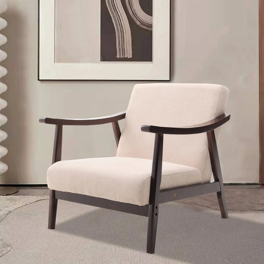 Beige & Wood Frame Metal Legs Furnish Wise