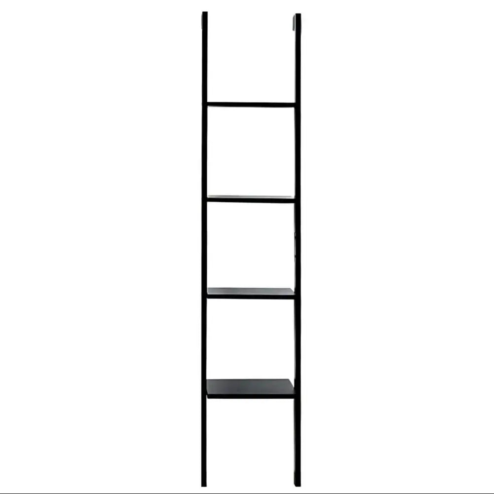 4 Tier Wall Storage Display Shelf, Black Furnish Wise