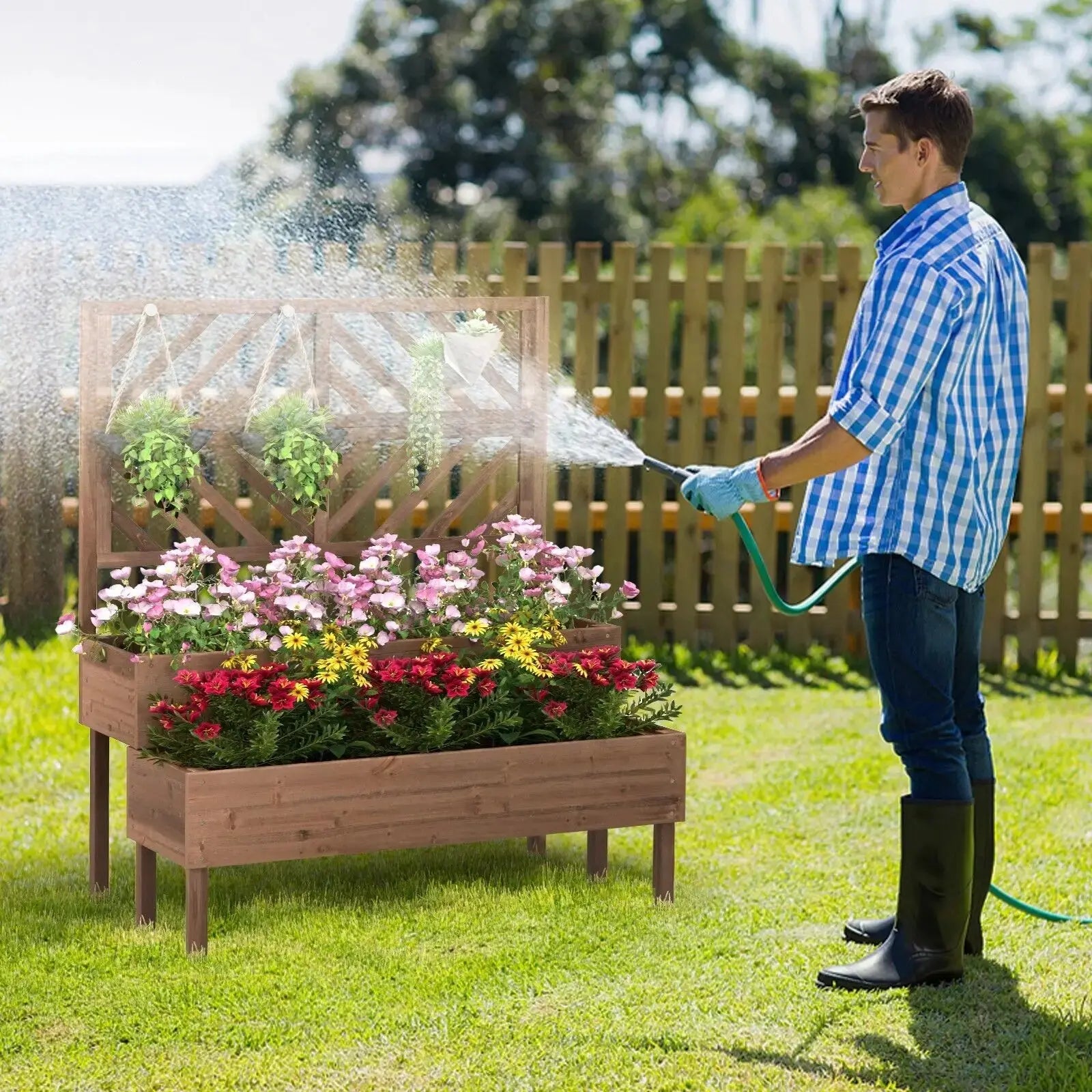 Wooden 2-Tier Raised Garden Bed Furnish Wise