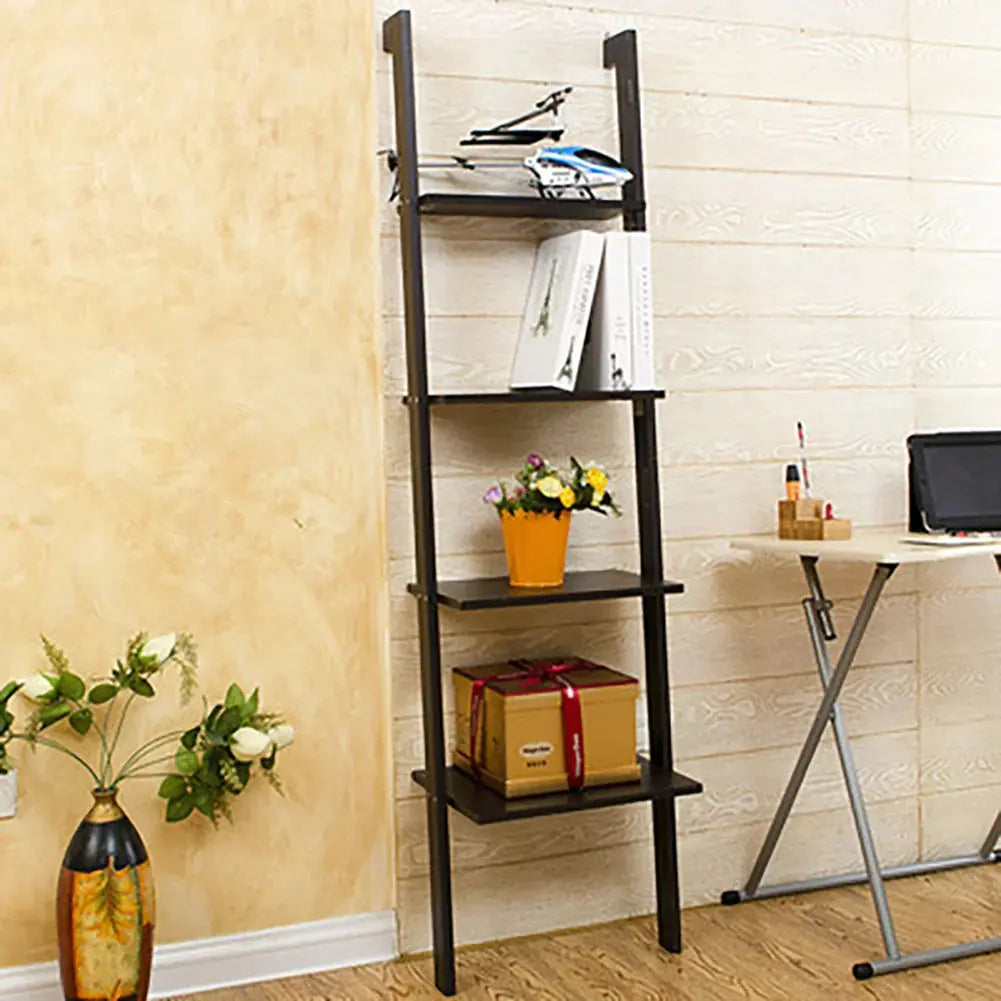 4 Tier Wall Storage Display Shelf, Black Furnish Wise