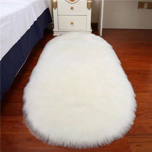 Oval Faux Fur Sheepskin Fluffy Floor Rug Furnish Wise
