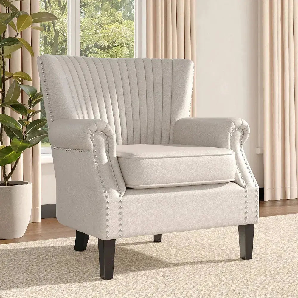 Channel Deep Cushioned Armchair with Nailhead Trim