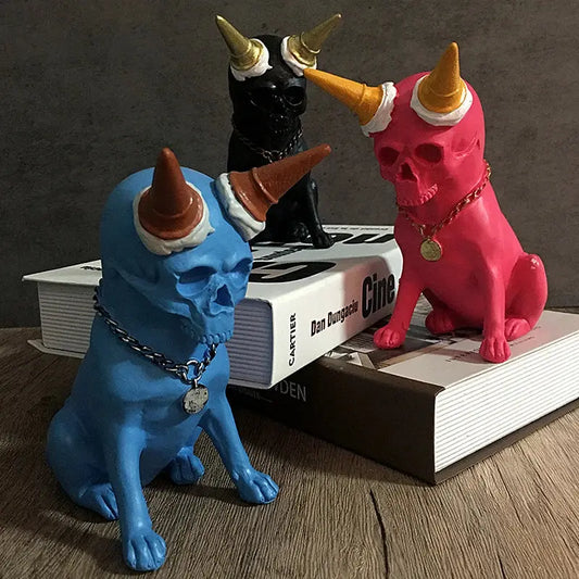 Ice Cream Skeleton Dog Puppy Statue Home Interior Decoration Sculpture Resin  Modern Abstract Desktop Ornaments Halloween Gift Furnish Wise