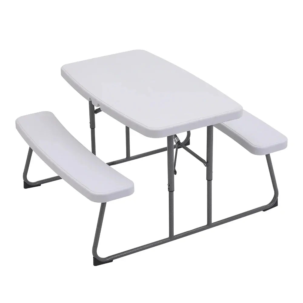 Off-White Children's Foldable Picnic Table and Bench Set 3-Piece Furnish Wise