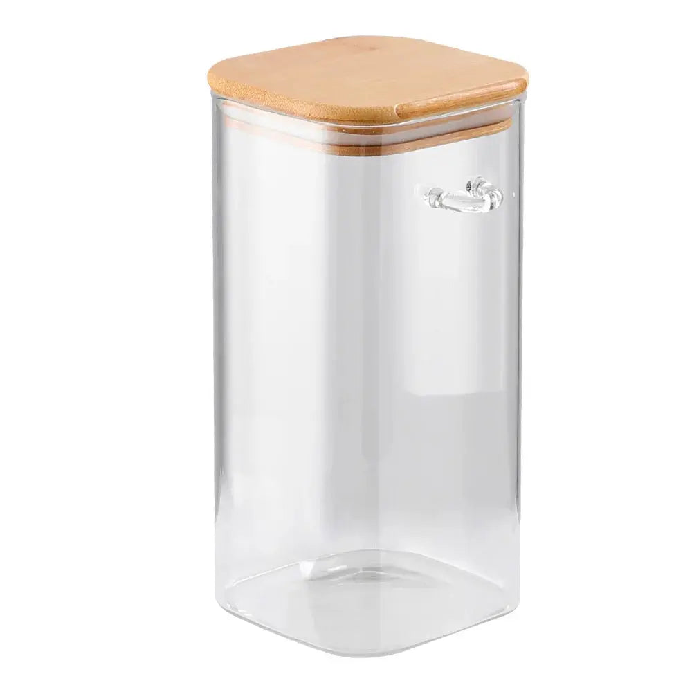 3Pcs Glass Storage Jars with Bamboo Spoons