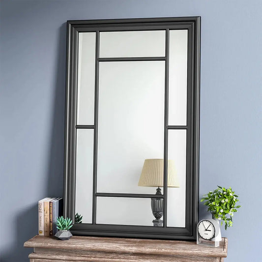 Black Large Hanging Glass Mirror Furnish Wise