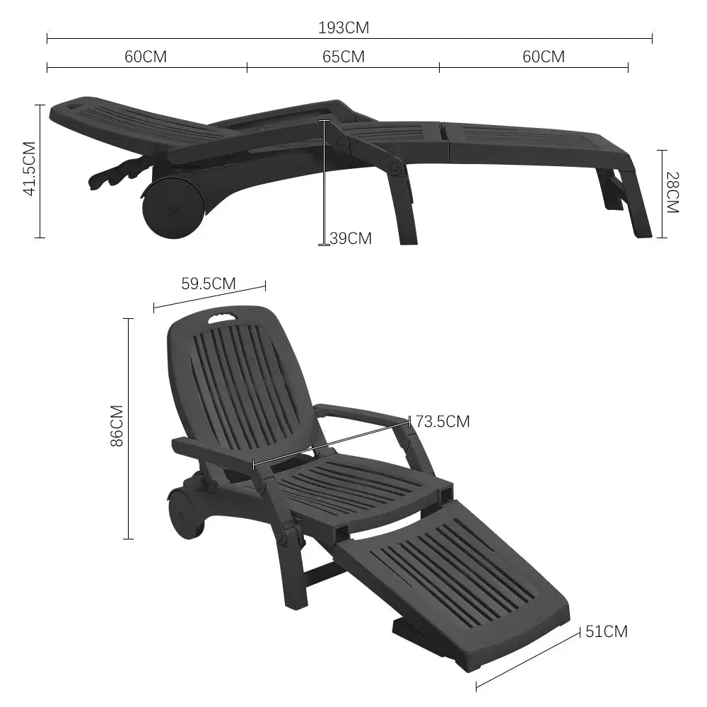 Outdoor Plastic Folding Leisure Chair with Wheels Furnish Wise