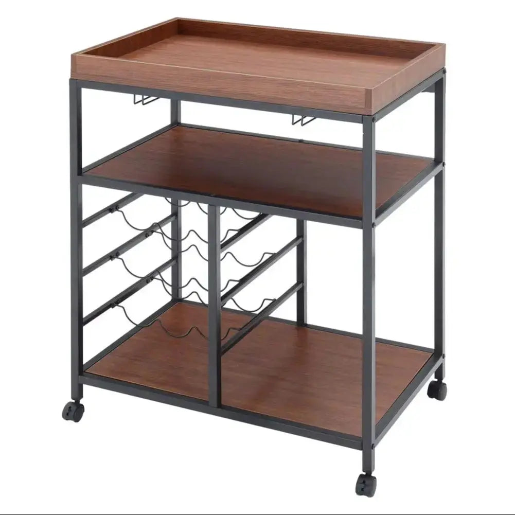 3 Tier Kitchen Trolley with Tea Tray Storage Shelf Furnish Wise