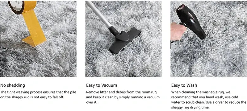 Soft Carpet For Living Room Fluffy Modern Bedroom Bedside Rug Tie-Dyed Grey Indoor Shag Carpets For Kids Nursery Room Home Decor Furnish Wise