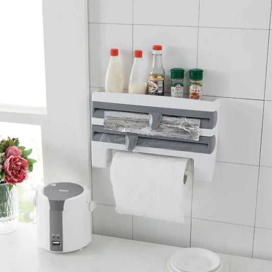 Wall Mounted Kitchen Cling Film Foil Roll Holder Dispenser Furnish Wise
