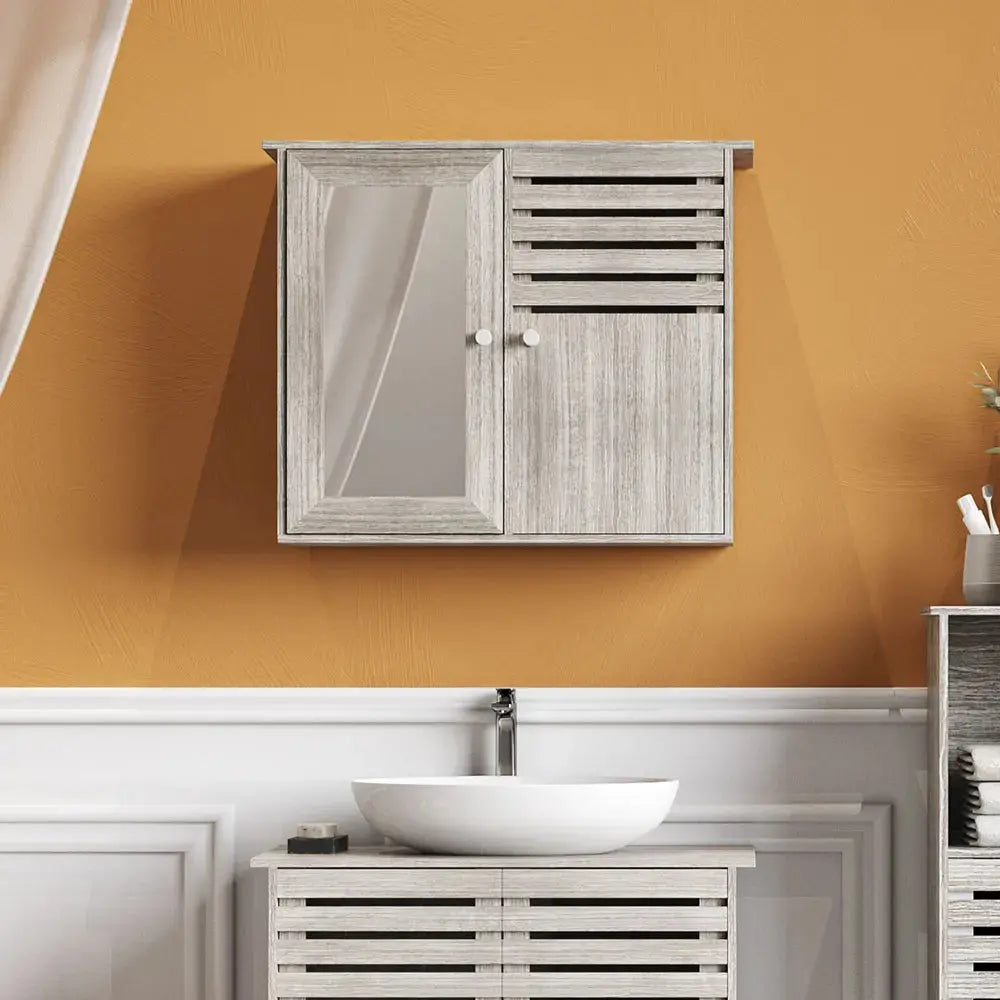 Wooden Bathroom Mirror Wall Cabinet Furnish Wise