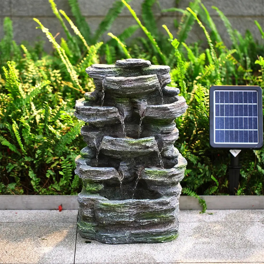 Faux Rock Garden Fountain with Lights Furnish Wise
