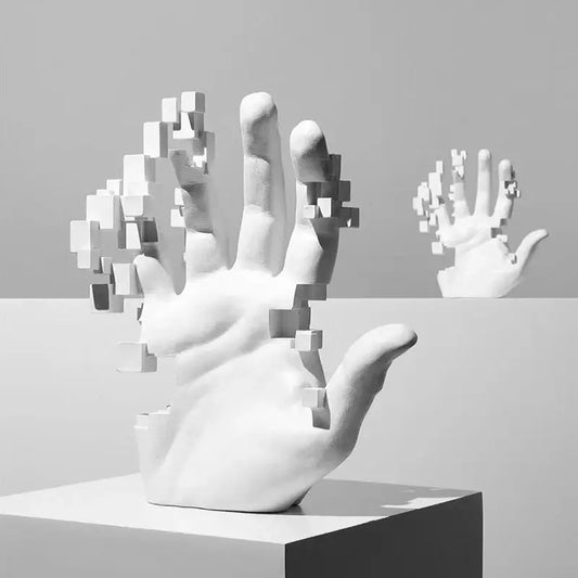 20cm Modern Decoration Mosaic Sculpture Hand Model Resin Abstract Figurine Home Desktop Decor  Fashion Study Office Statue Furnish Wise