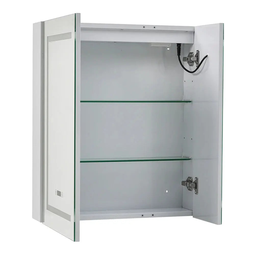 Frameless 2-Door LED Bathroom Mirror Cabinet with Clock Display