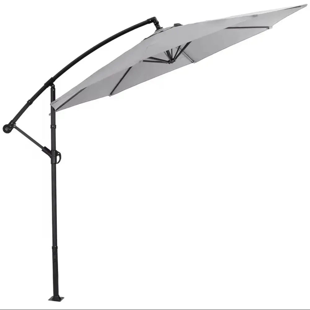 3m Large Garden Hanging Parasol Cantilever Sun Shade Patio Banana Umbrella No Base, Light Grey