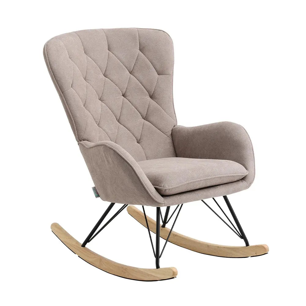 Light Brown Modern Upholstered Rocking Chair