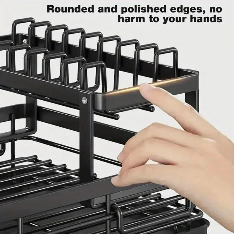 Household Kitchen Dish Drainer Rack, Multifunctional Sink Drying Rack for Bowls Plates Chopsticks, Save countertop space Furnish Wise