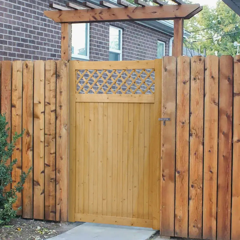 Rhombus Garden Wood Fence Gate with Door Latch Furnish Wise