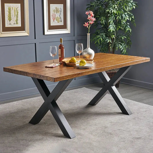 Set of 2 Metal Table Bench Legs Frames X-Shape Steel Base Stands Furnish Wise