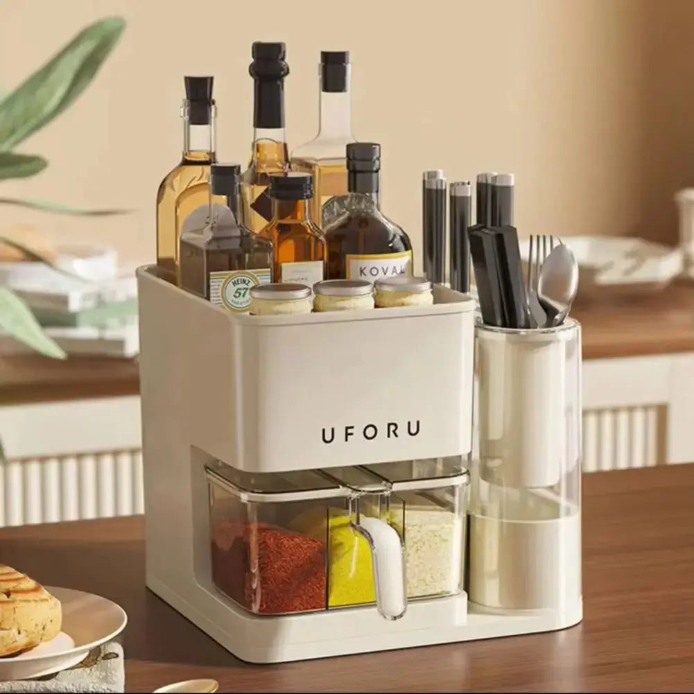 3 in 1 Kitchen Seasoning Box Spice Rack Knife Block