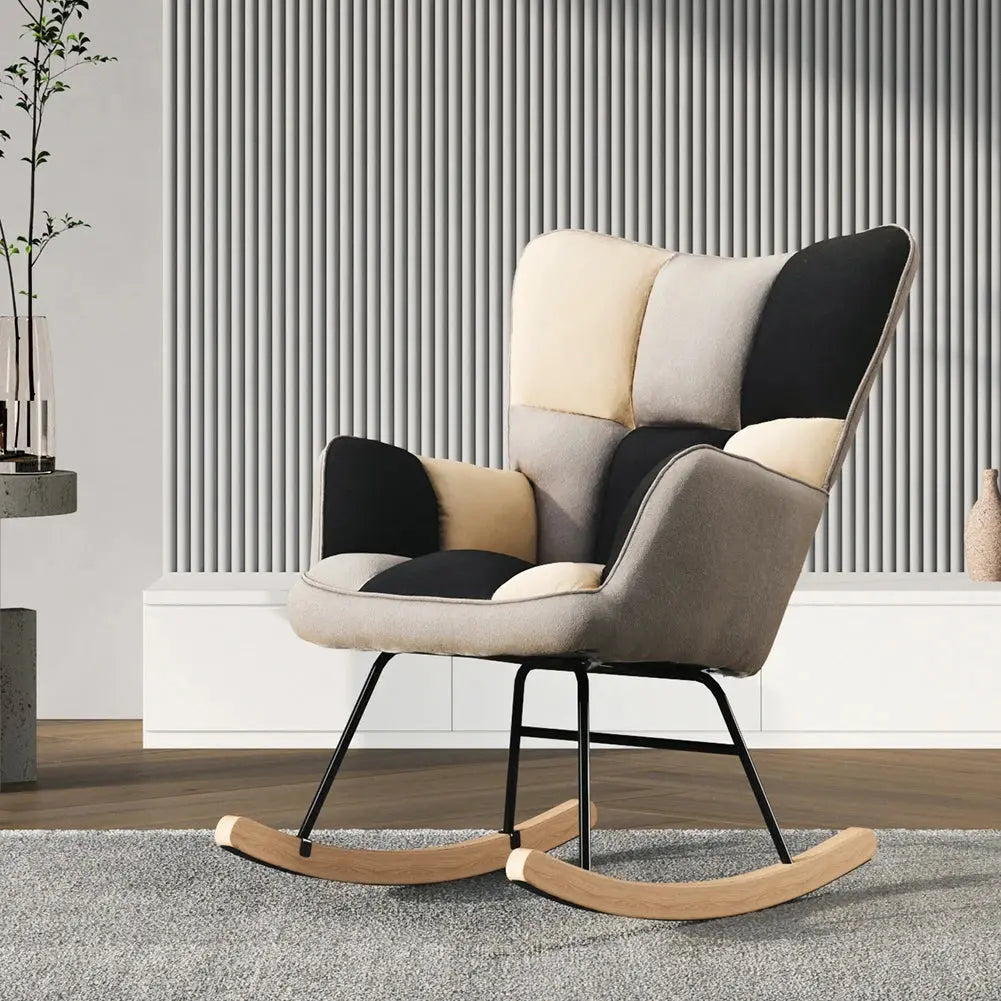 Modern Tufted Linen Upholstered Rocking Chair