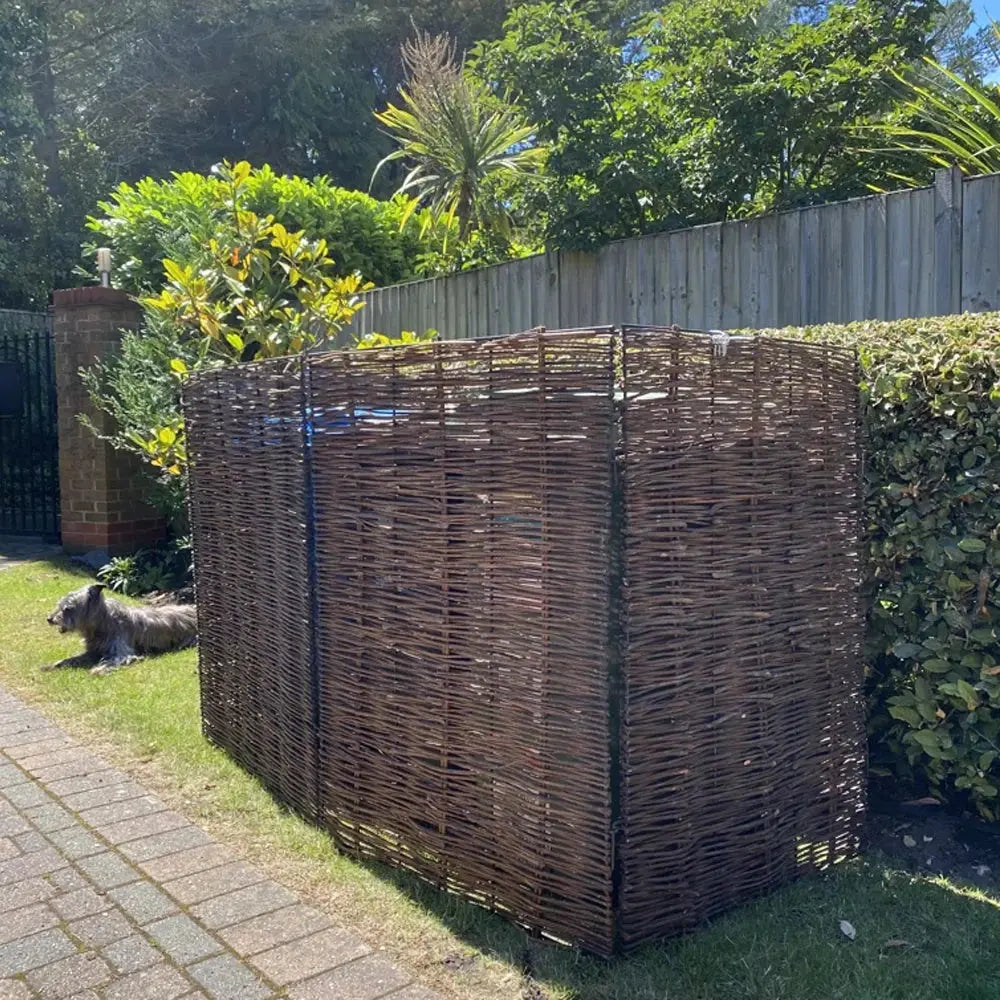 Garden Trash Can Fence Wicker Privacy Fence for Outdoor Backyard Furnish Wise