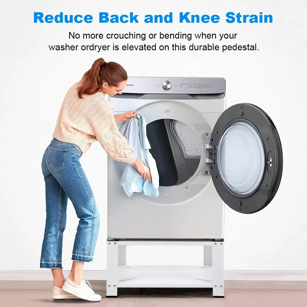 Washing Machine Dryer Pedestal Powerful and Durable, White Furnish Wise