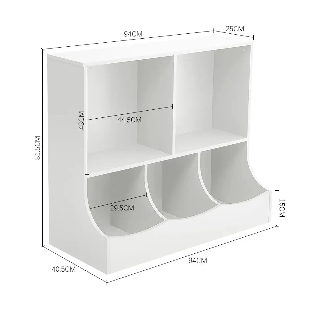 White 2 Tier Open Style Toy and Book Storage Furnish Wise