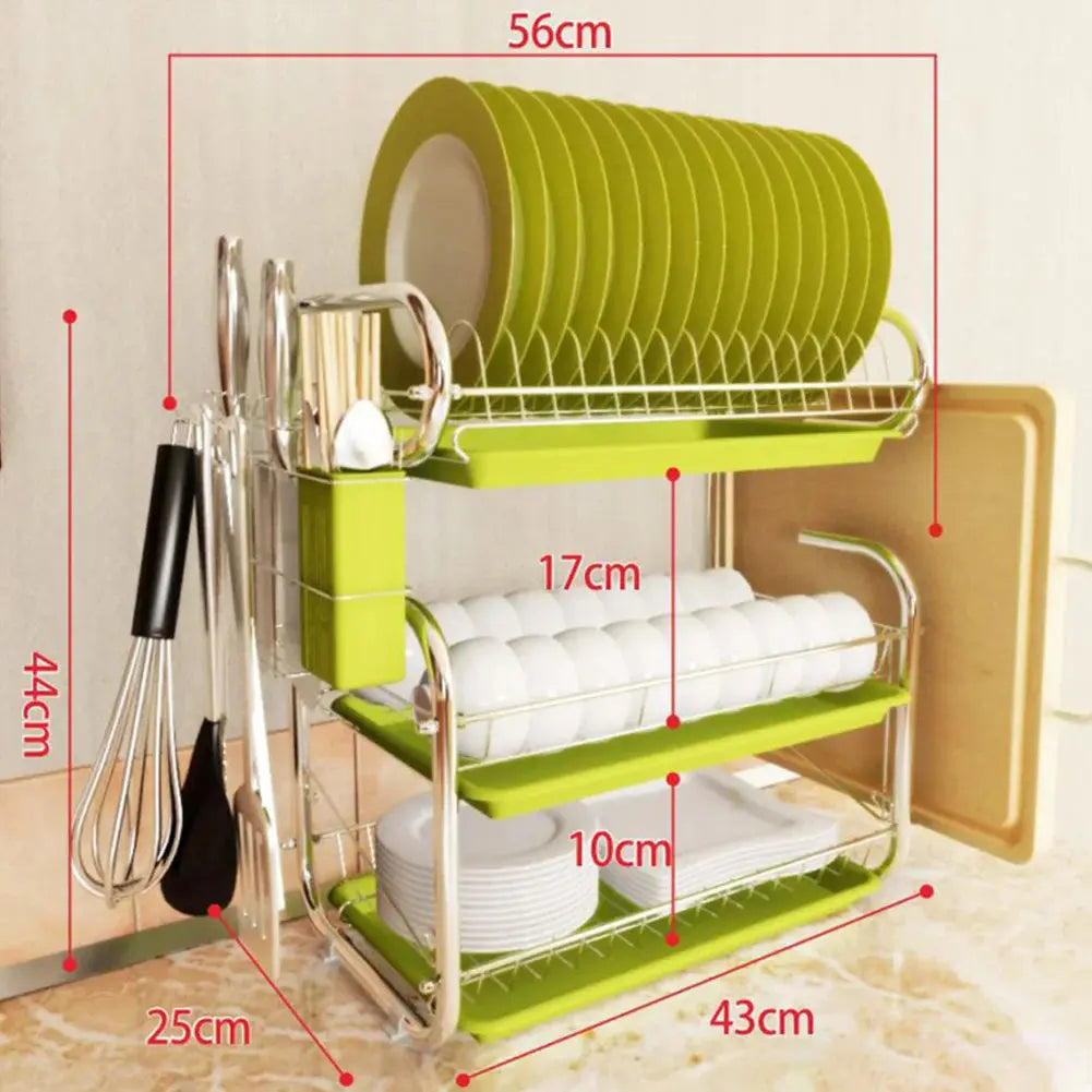3 Tier Kitchen Chrome Storage Rack with Sink Rack Drip Tray