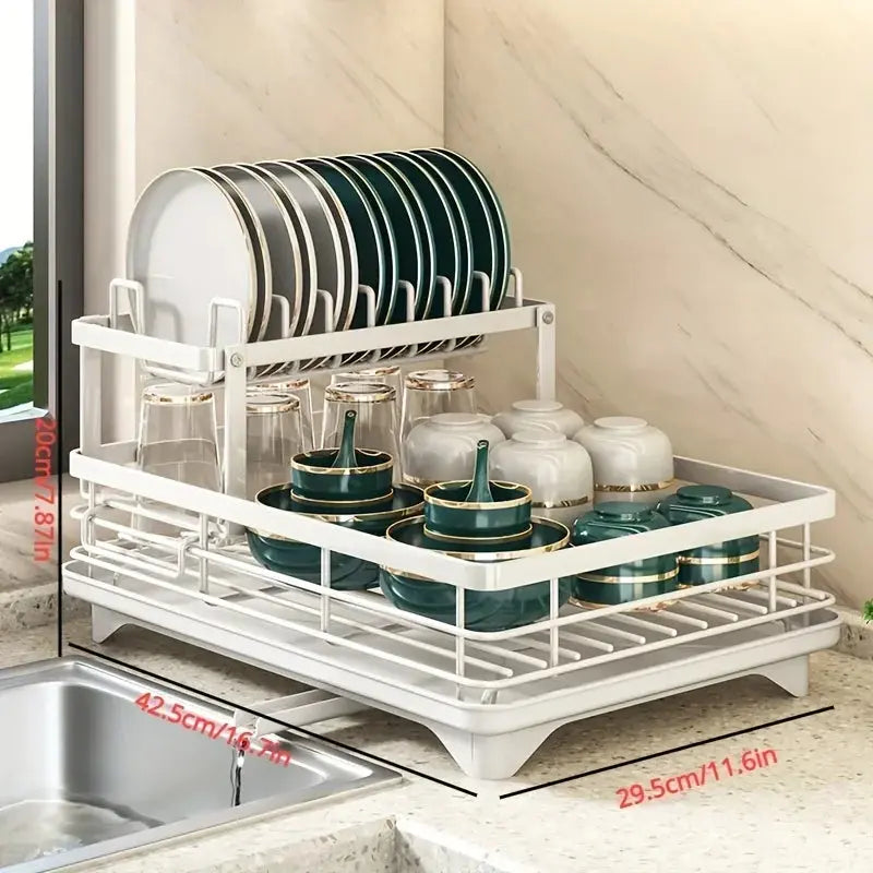 Household Kitchen Dish Drainer Rack, Multifunctional Sink Drying Rack for Bowls Plates Chopsticks, Save countertop space Furnish Wise
