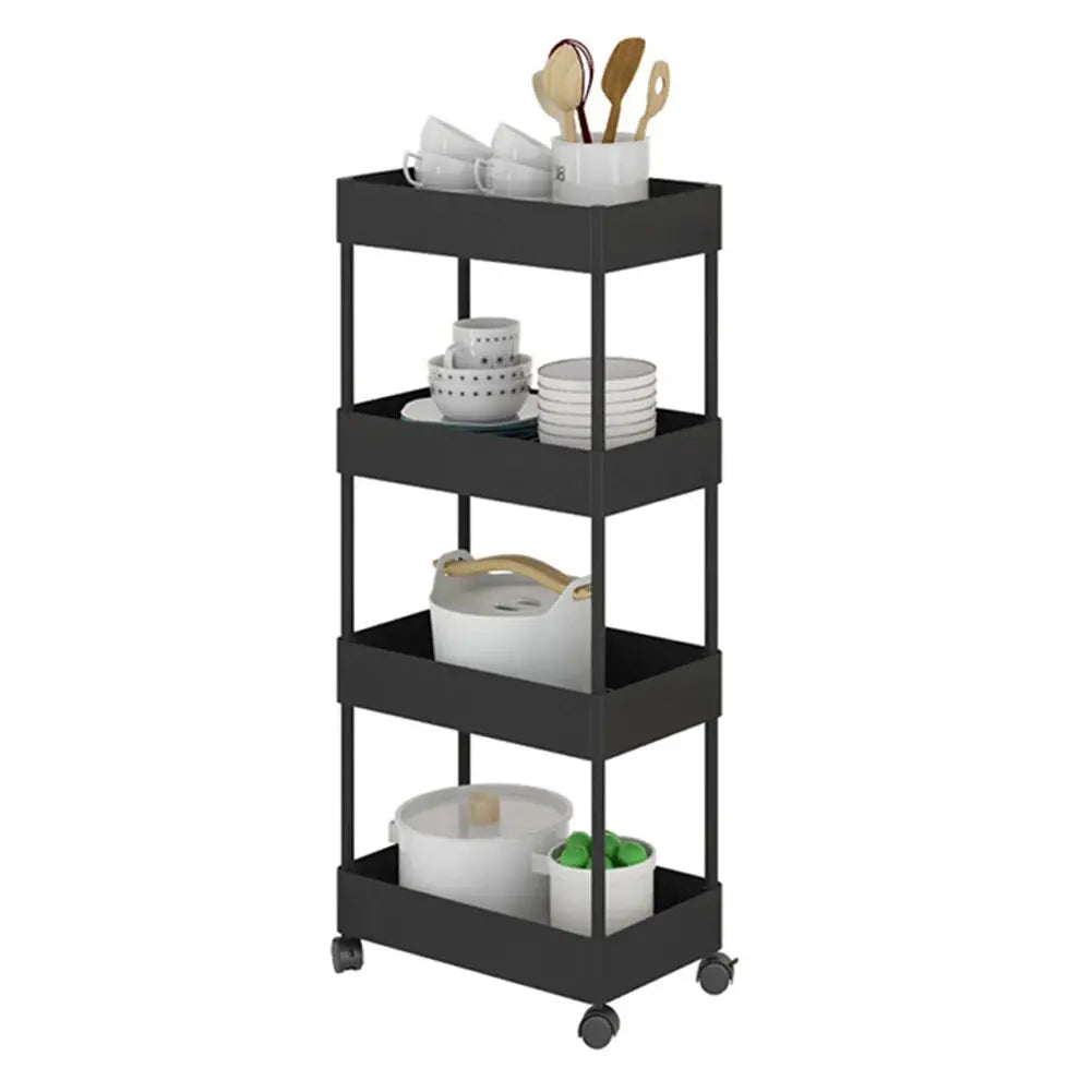 4 Tiers Shelf Trolley Cart Storage Rack