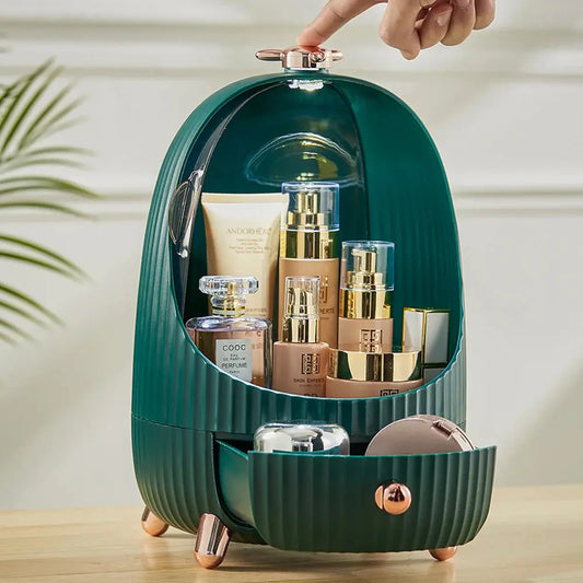 Green Dust-proof Makeup Organiser with LED Light