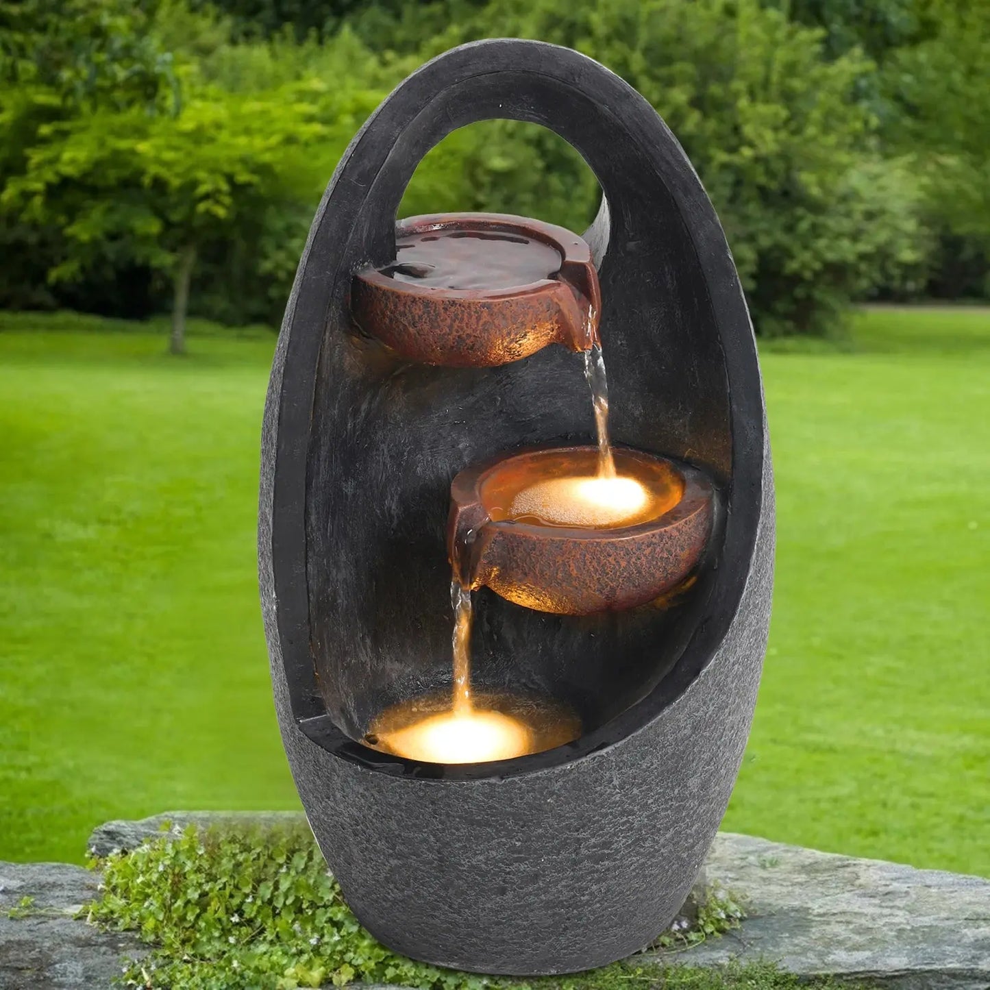 Creative Egg Shape Electric Water Feature Fountain with 5m Long Wire Furnish Wise