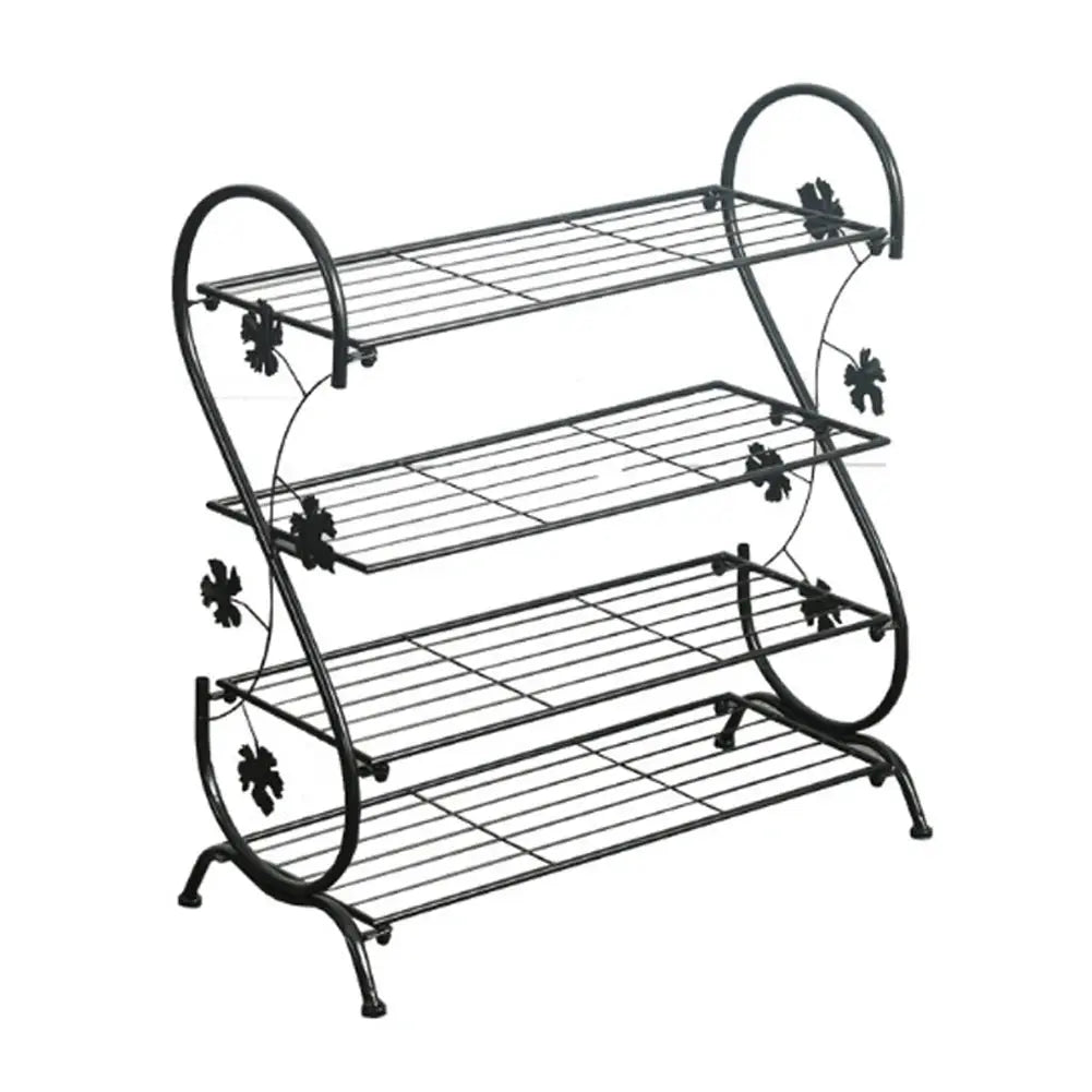 White Metal 4 Tier S-Shape Shoe Rack
