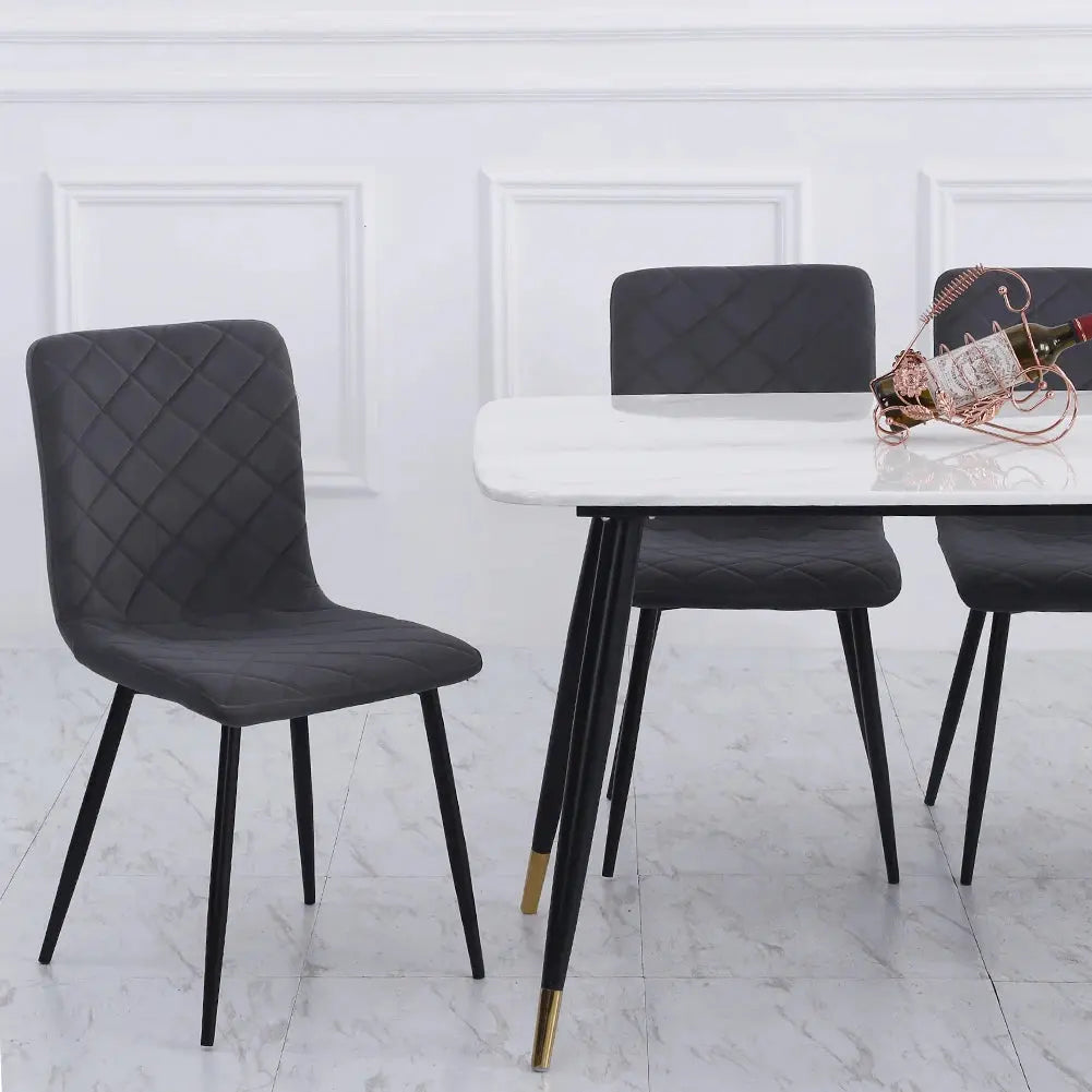 4 Piece Padded Matte Black Accent Dining Chairs