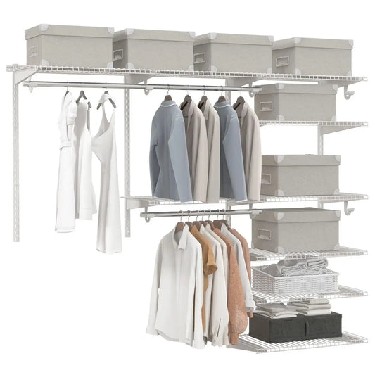 DORTALA Wall Mounted Closet System Metal Hanging Storage Organizer Rack with Hanging Rod Furnish Wise