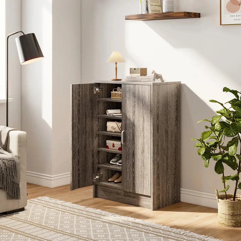 6-Tier Wood Grain Shoe Cabinet Furnish Wise