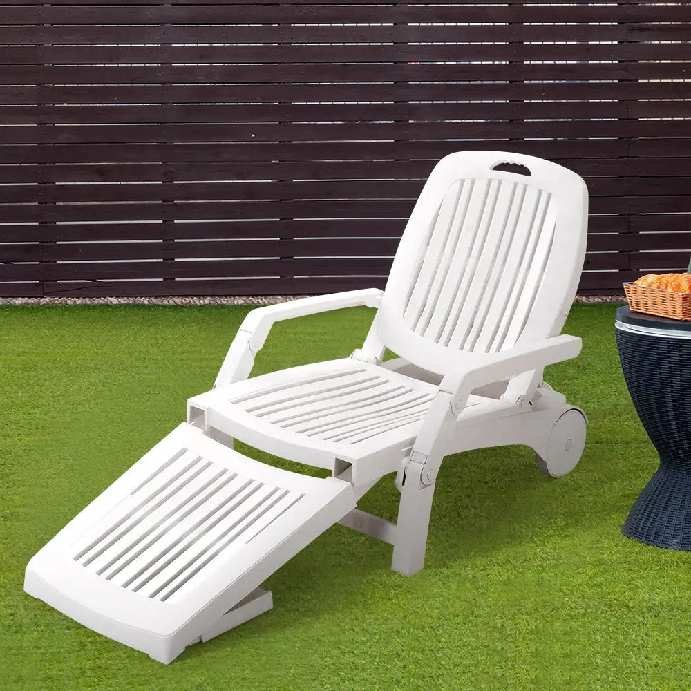 Outdoor Plastic Folding Leisure Chair with Wheels Furnish Wise
