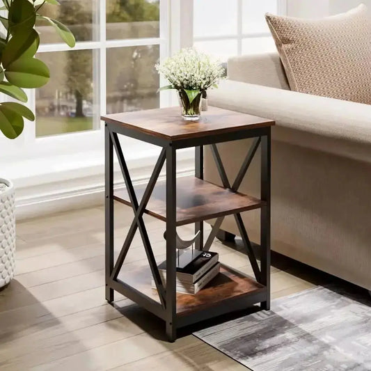 Brown Vintage Wooden Side Table End Table Wood Coffee Table Furnish Wise