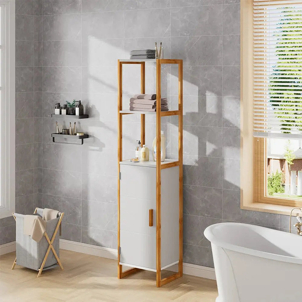 4-Tier Single-door Tall Bathroom Space Saver Organiser