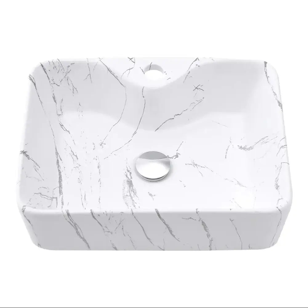 Rectangular Marble Vessle Sink Ceramic Furnish Wise