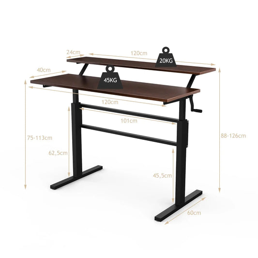 2-Tier Adjustable Height Standing Desk Furnish Wise