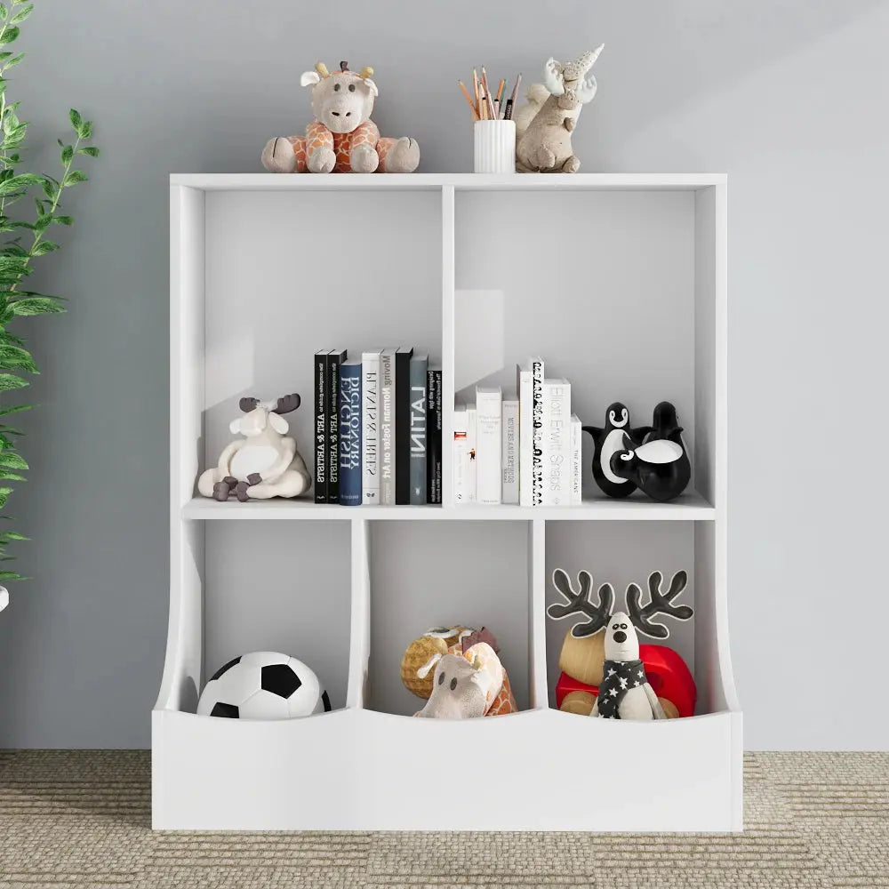 White 2 Tier Open Style Toy and Book Storage Furnish Wise