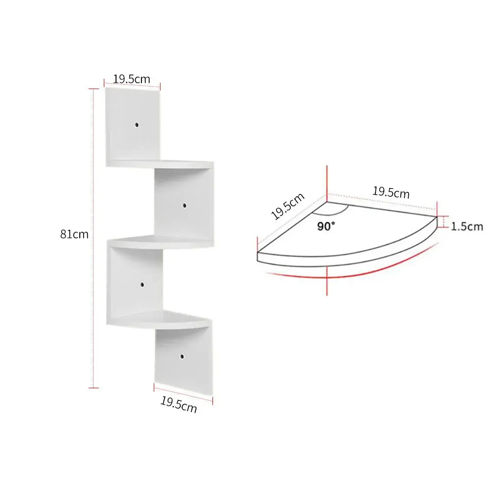 Wooden Zigzag Floating Corner Shelves Multi-Tier White