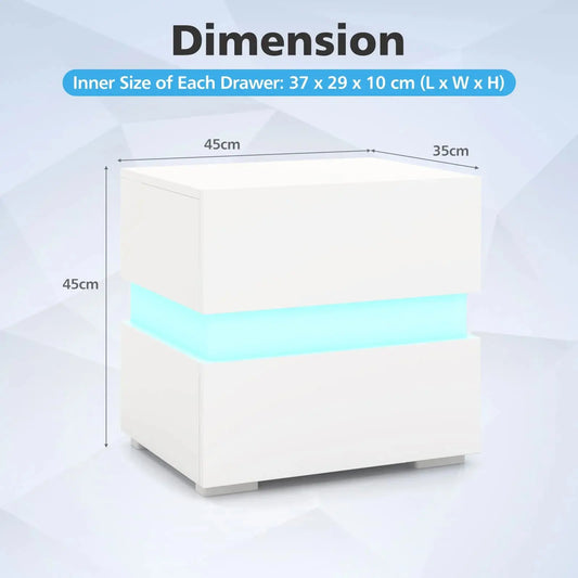 LED Bedside Table with Remote Control Furnish Wise