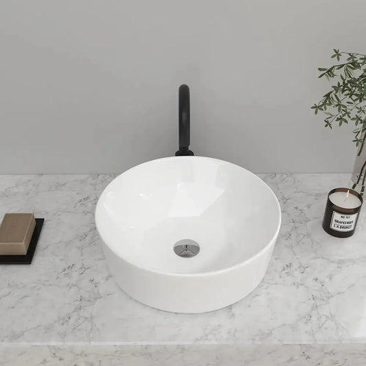 Modern Counter Round White Bathroom Sink Furnish Wise