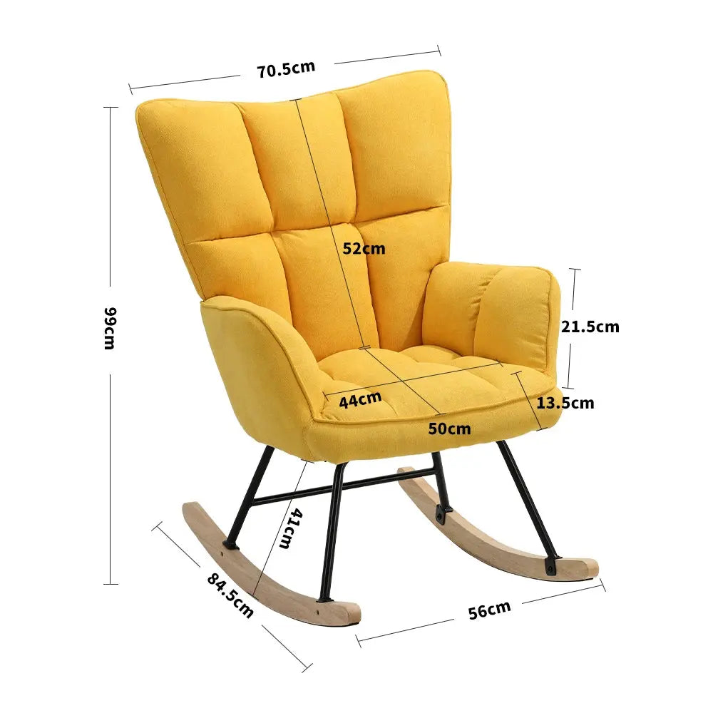 Modern Tufted Linen Upholstered Rocking Chair