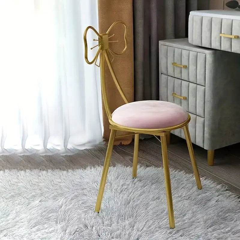 Dressing stool, makeup stool, modern and simple, with shoulder straps, seat cushion, bow tie office chair ergonomic  pink chair Furnish Wise