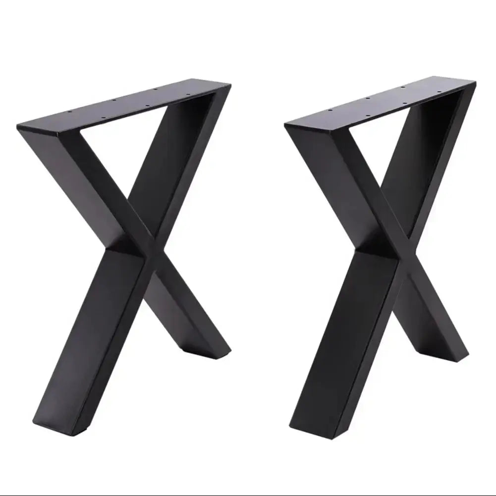 Set of 2 Metal Table Bench Legs Frames X-Shape Steel Base Stands