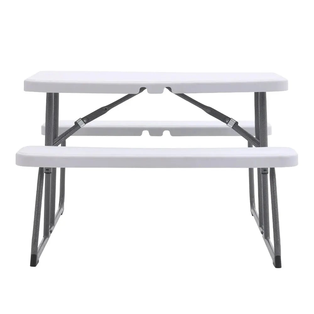 Off-White Children's Foldable Picnic Table and Bench Set 3-Piece Furnish Wise